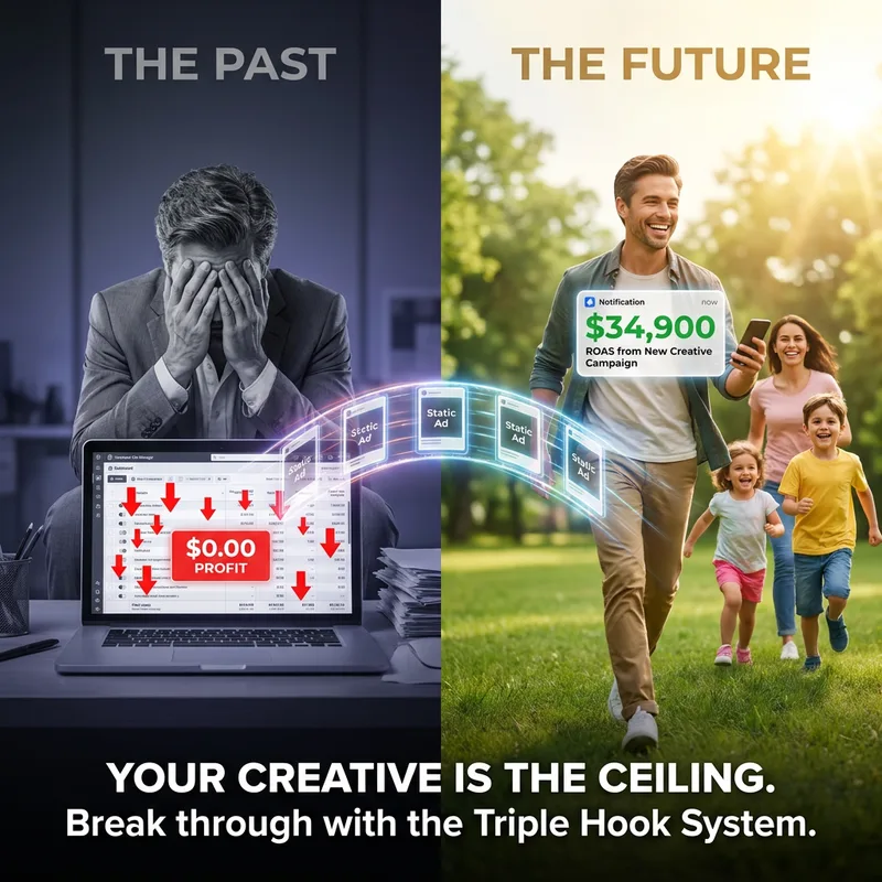 AI-generated high-contrast ad creative — business leaking money concept