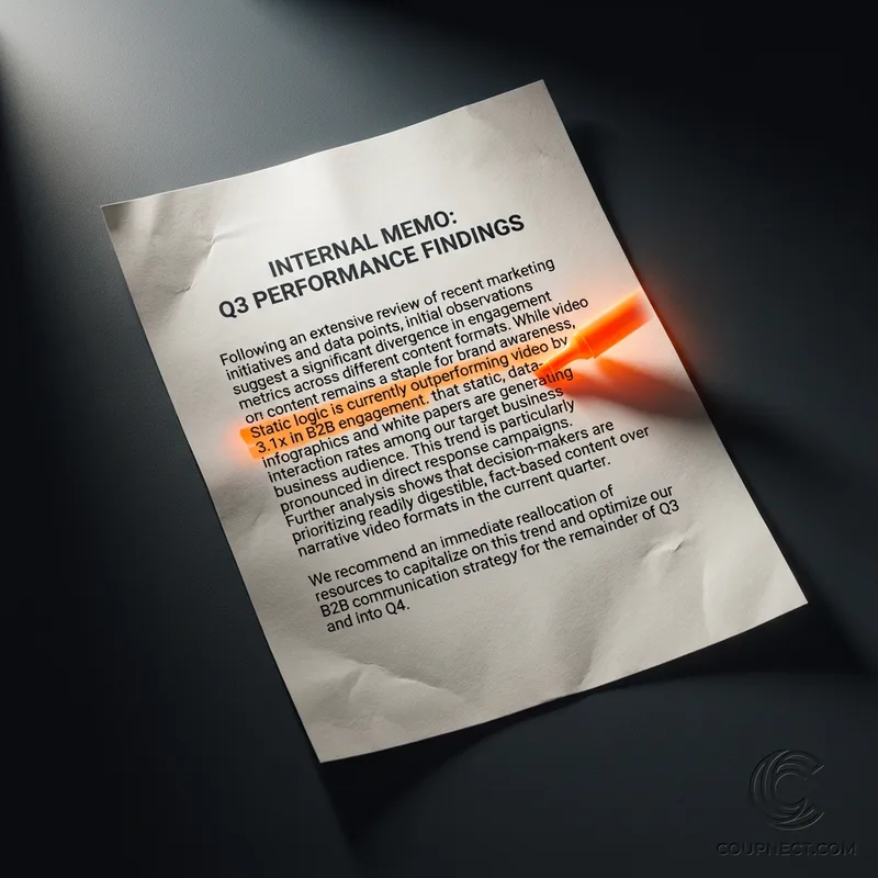 Leaked internal memo static ad creative sharing Q3 performance findings that favor static, data-driven B2B content